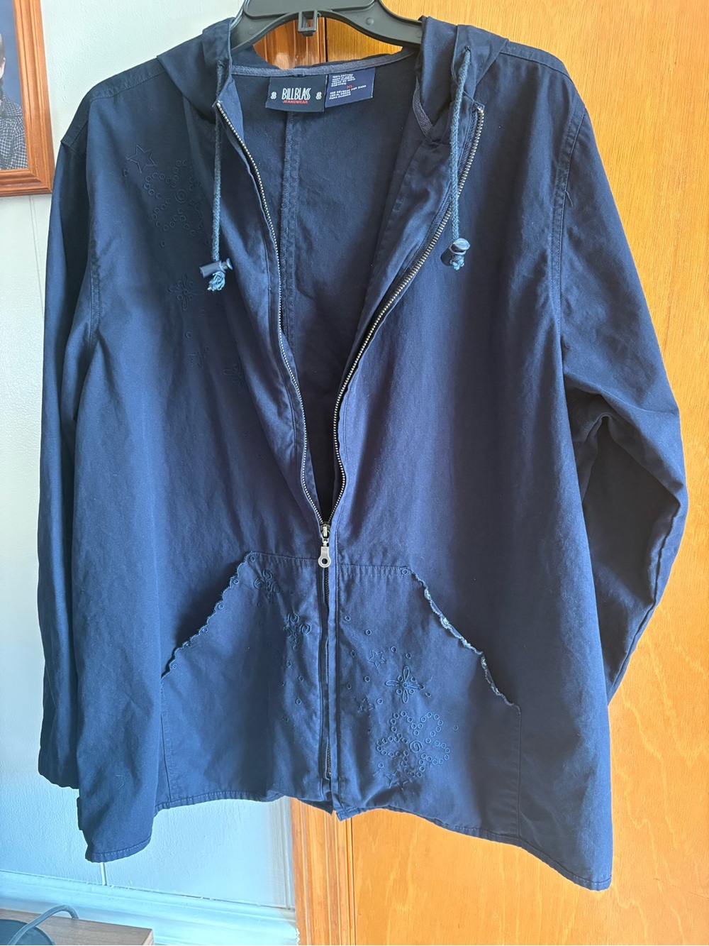bill blass Navy Blue Hooded Zip Jacket